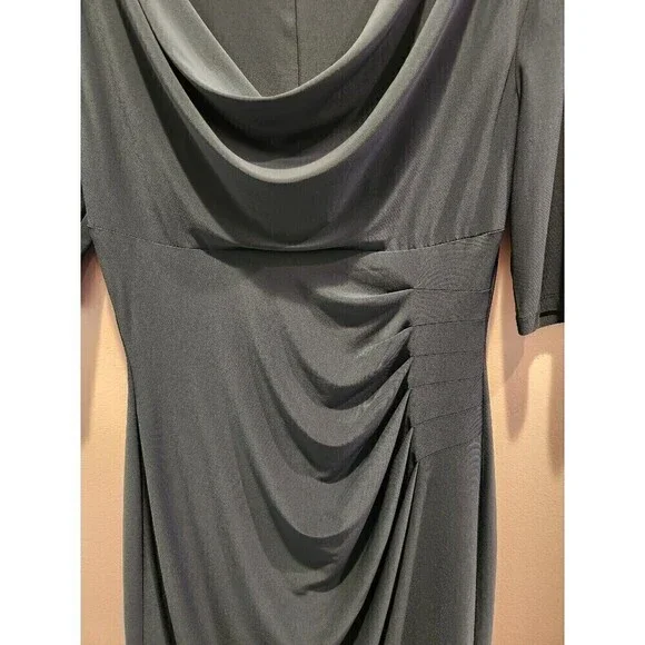 Lauren Ralph Lauren dark green Black Label Classic Dress Knit Ruched front sz 6 - Picture 2 of 6